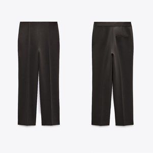Zara Minimal High Waist Pants in Dark Mink